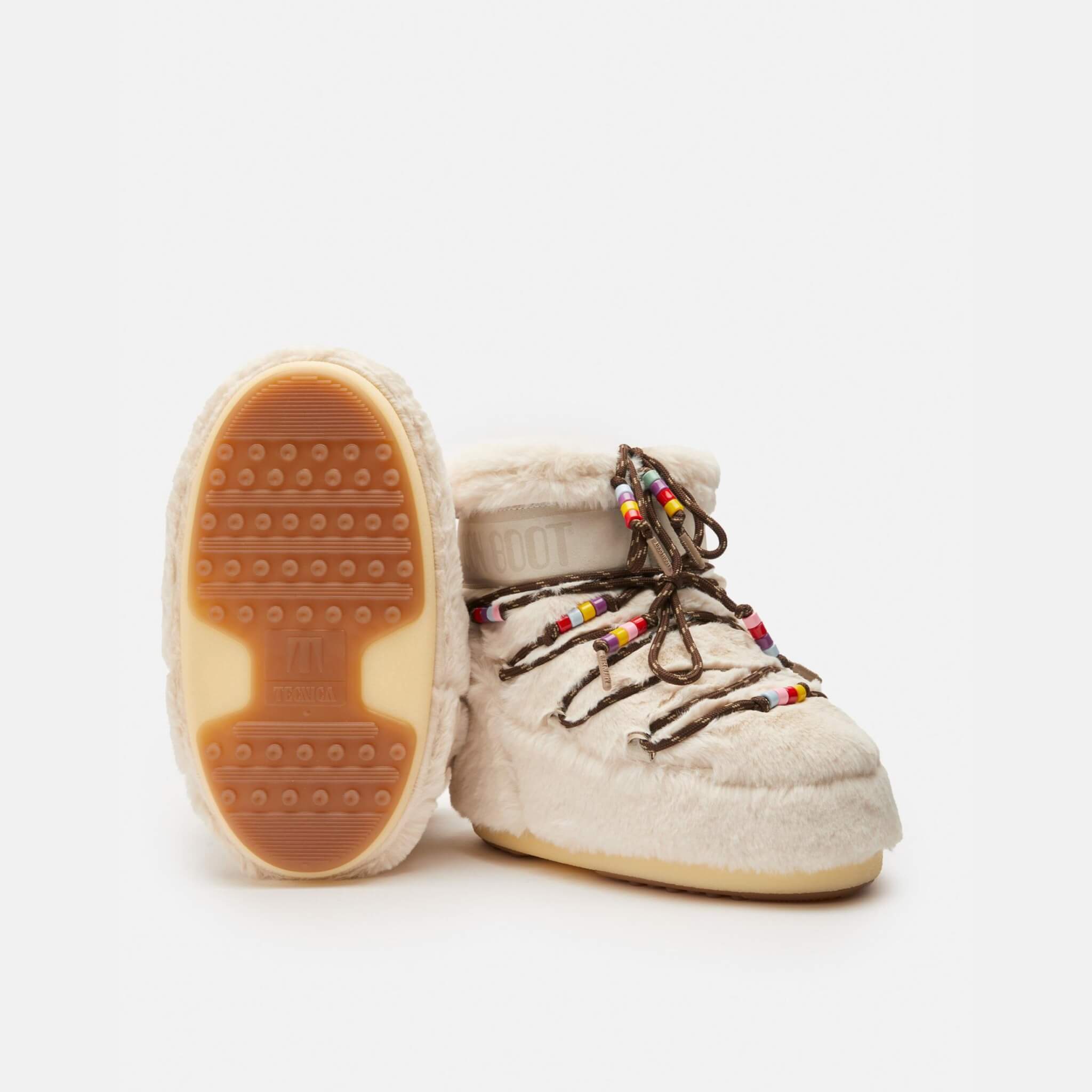 Cizme de iarnă bej Moon Boot Icon Low Faux Fur Beads de damă