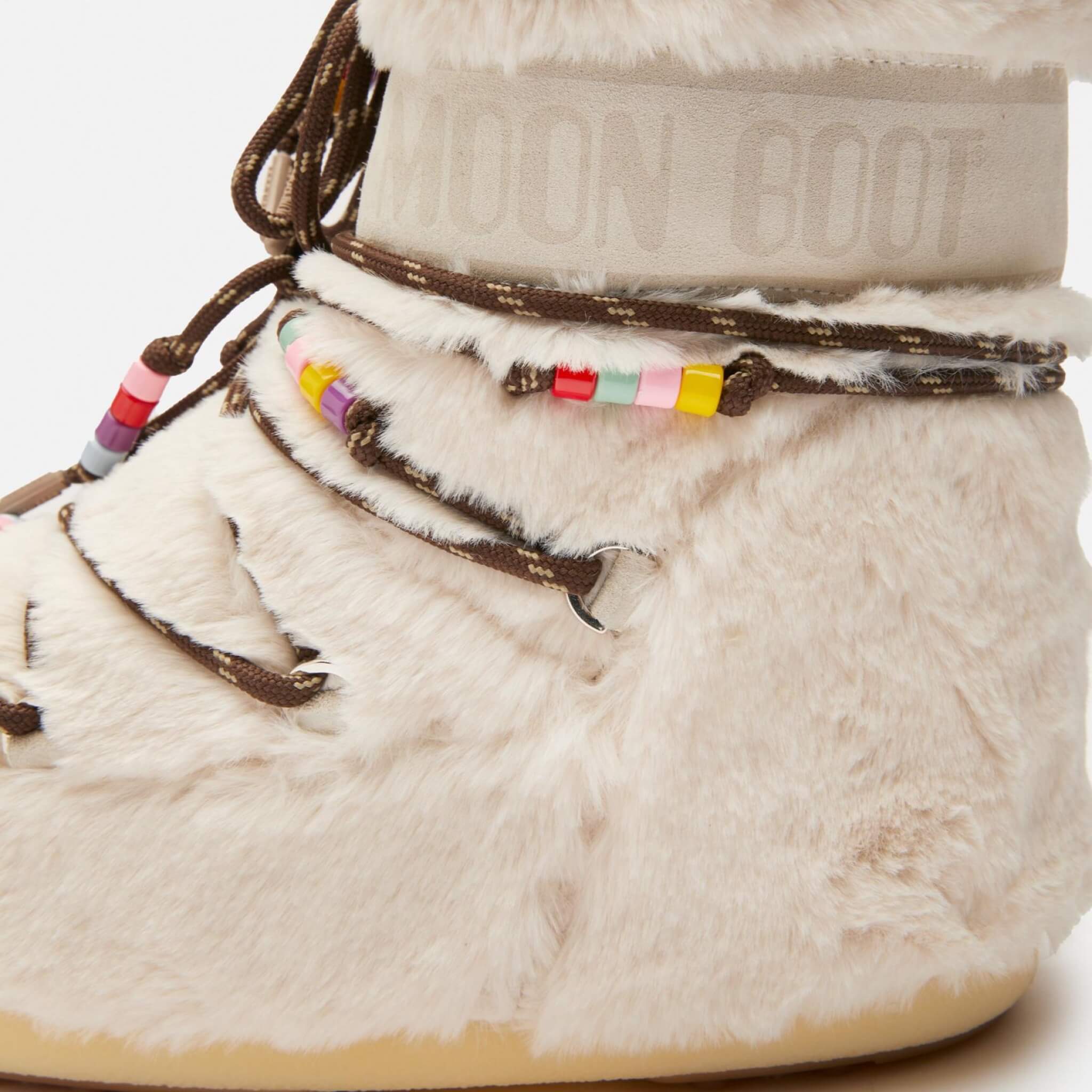 Cizme de iarnă bej Moon Boot Icon Low Faux Fur Beads de damă