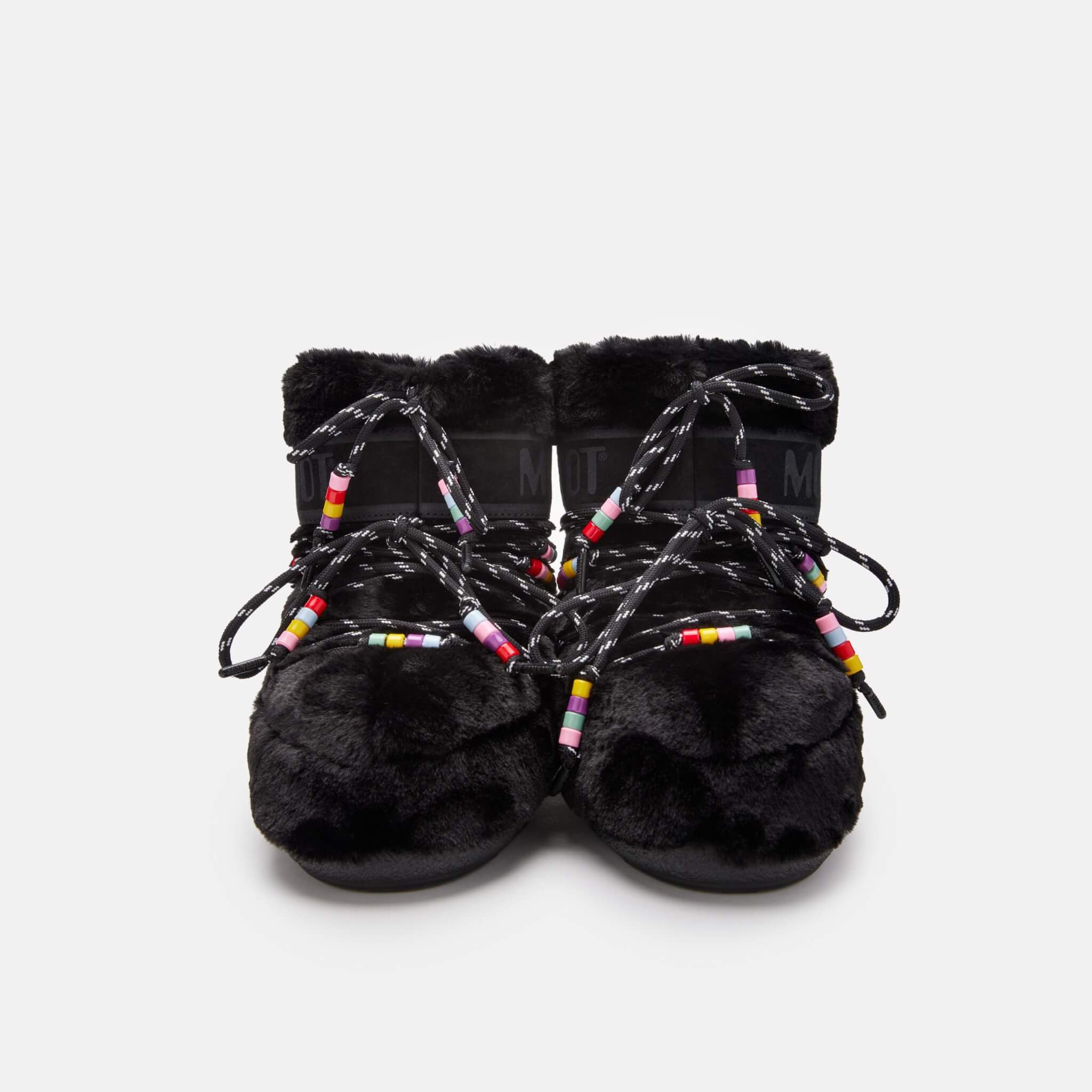 Cizme de iarnă negre Moon Boot Icon Low Faux Fur Beads de damă