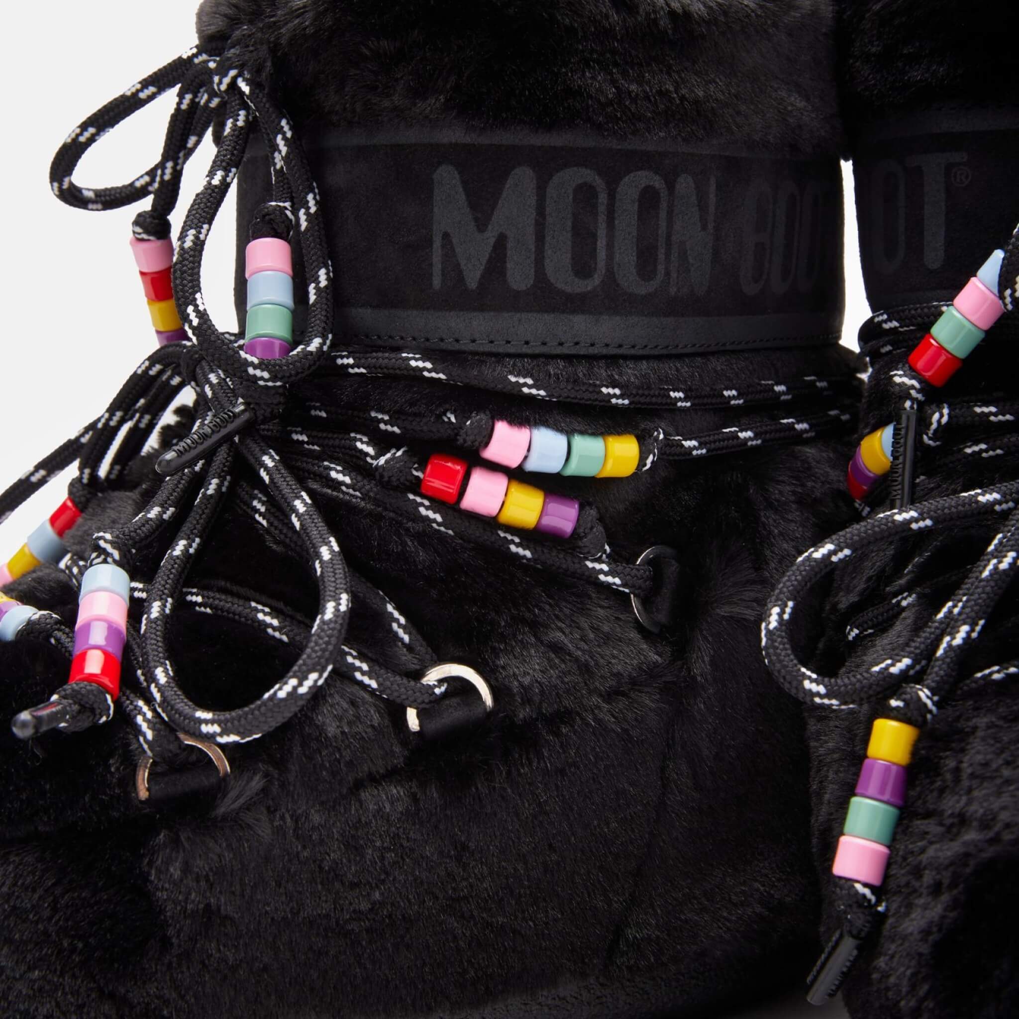 Cizme de iarnă negre Moon Boot Icon Low Faux Fur Beads de damă
