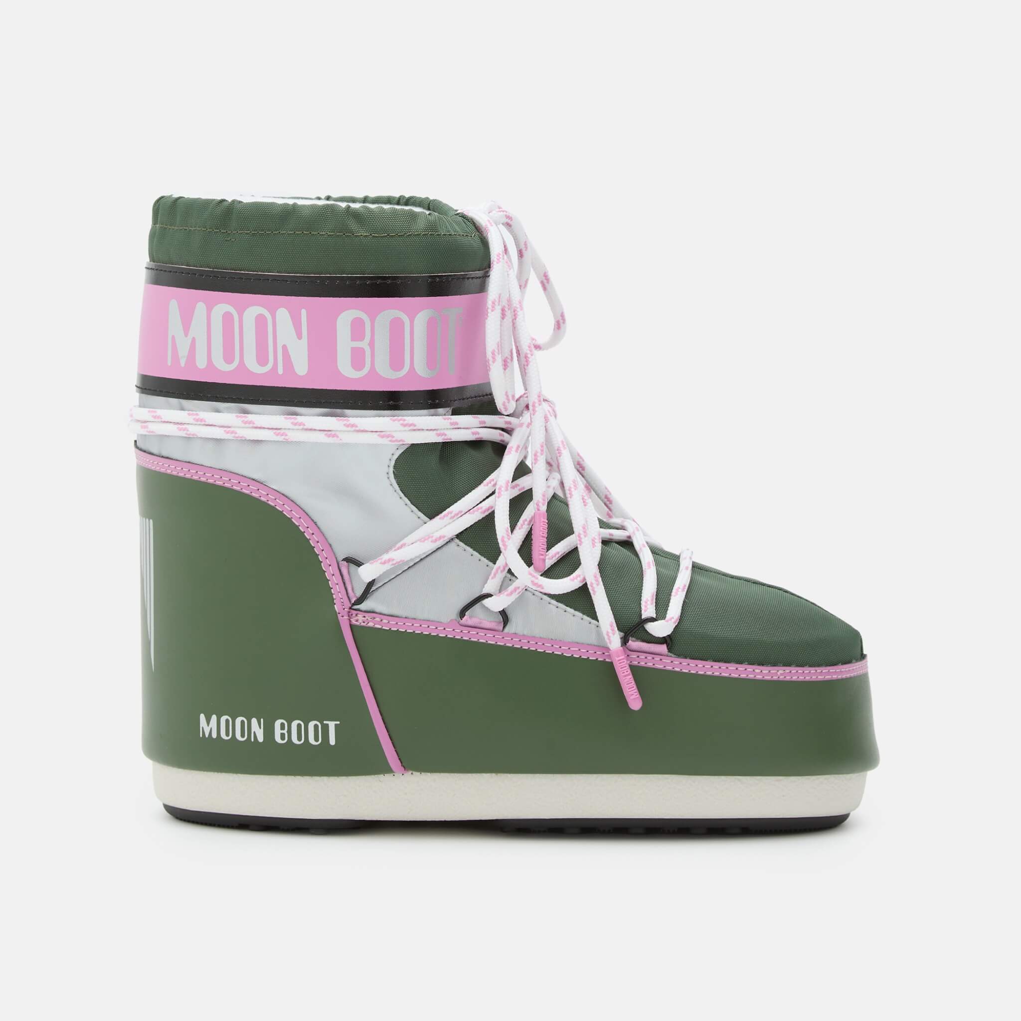 Cizme de iarnă verde-roz Moon Boot Icon Low Space Racing de damă