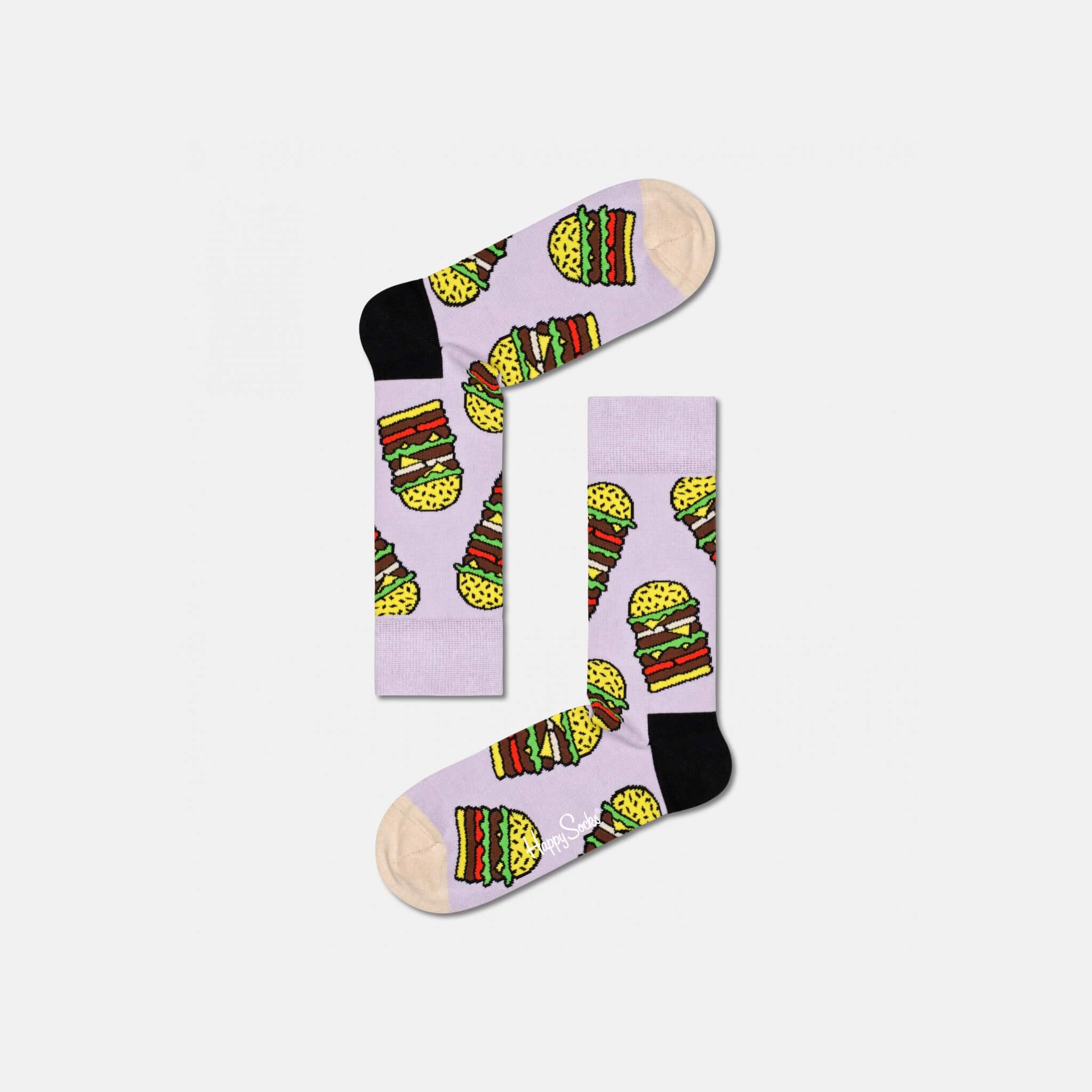 Șosete mov Happy Socks, model Burger