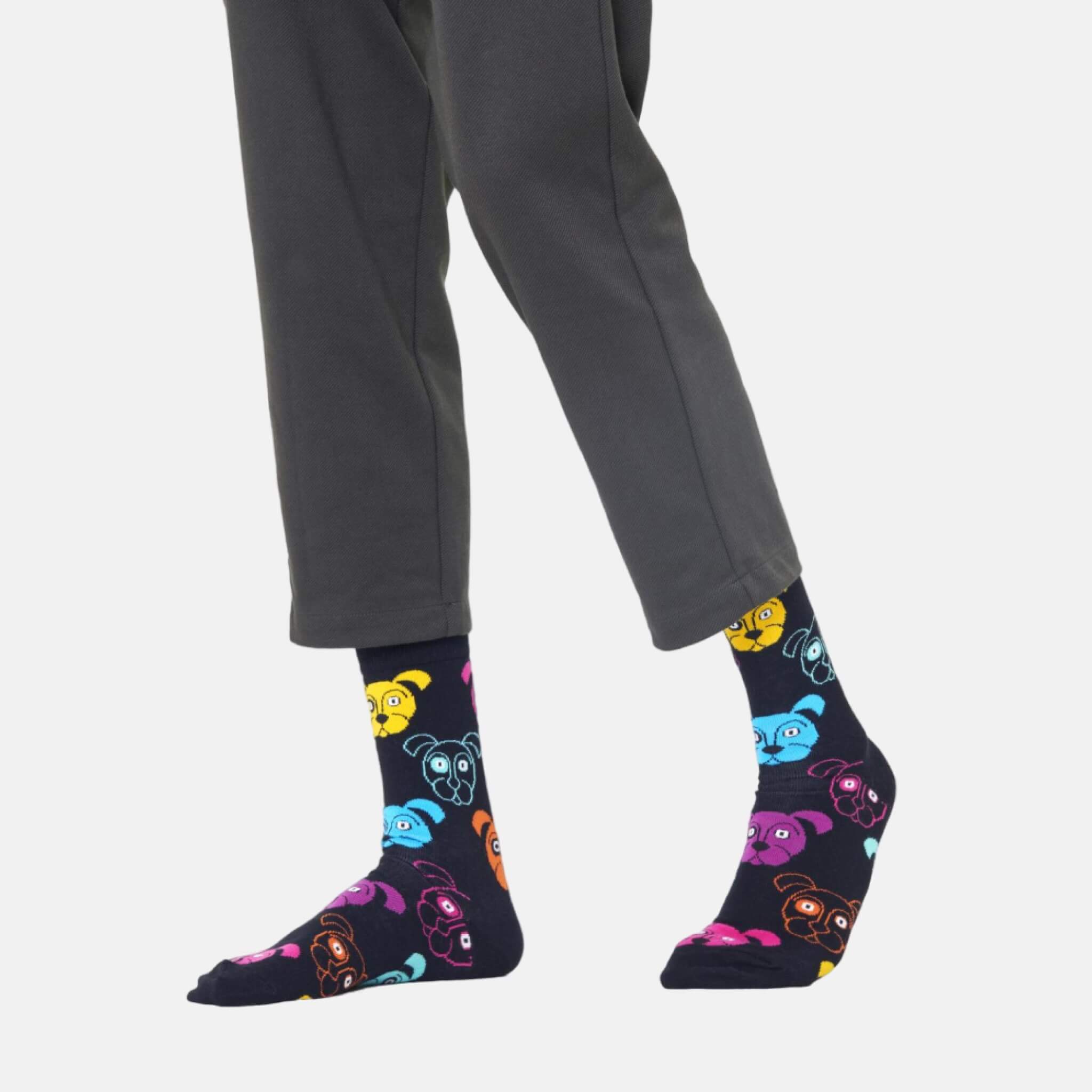 Șosete negre Happy Socks cu căței, model Dog