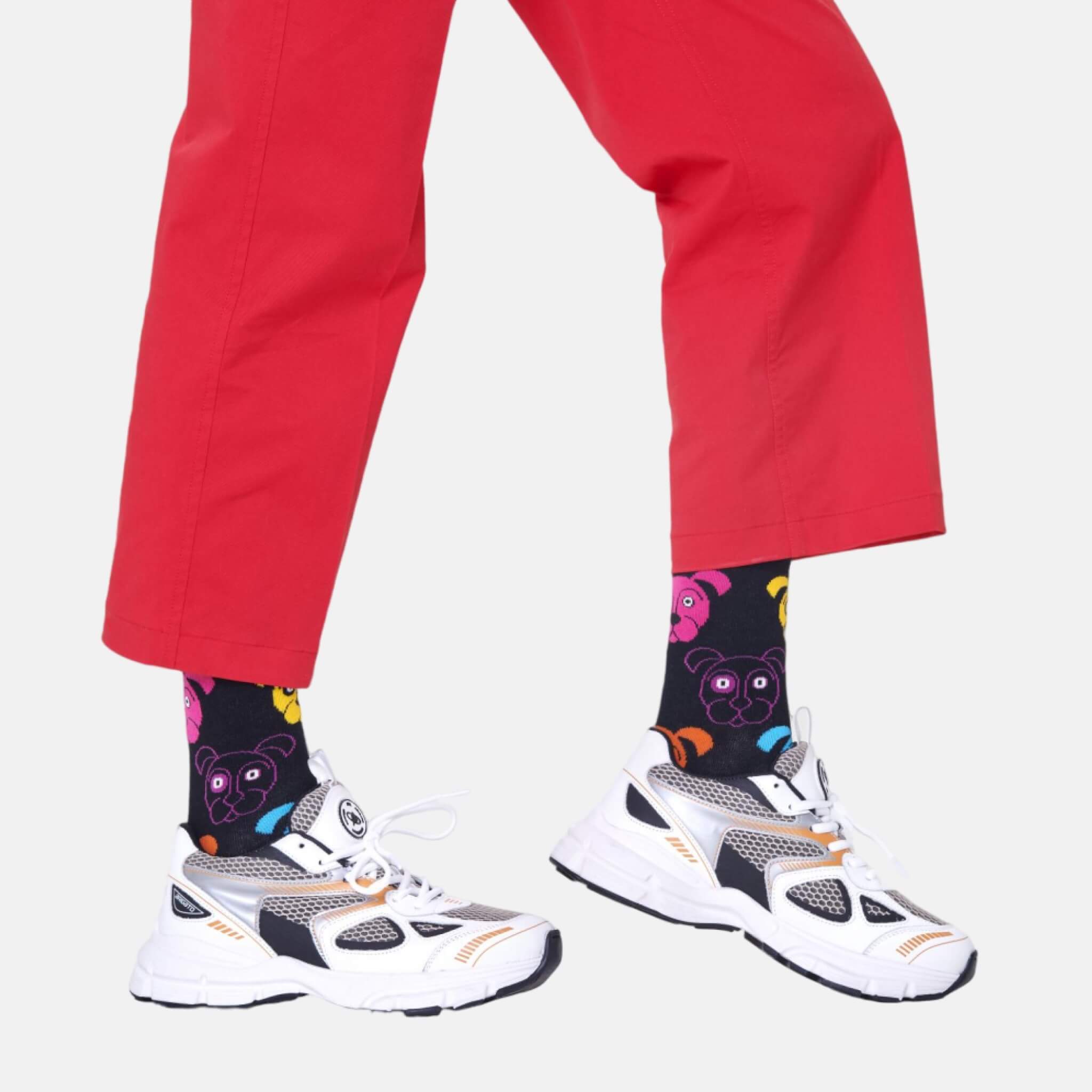 Șosete negre Happy Socks cu căței, model Dog