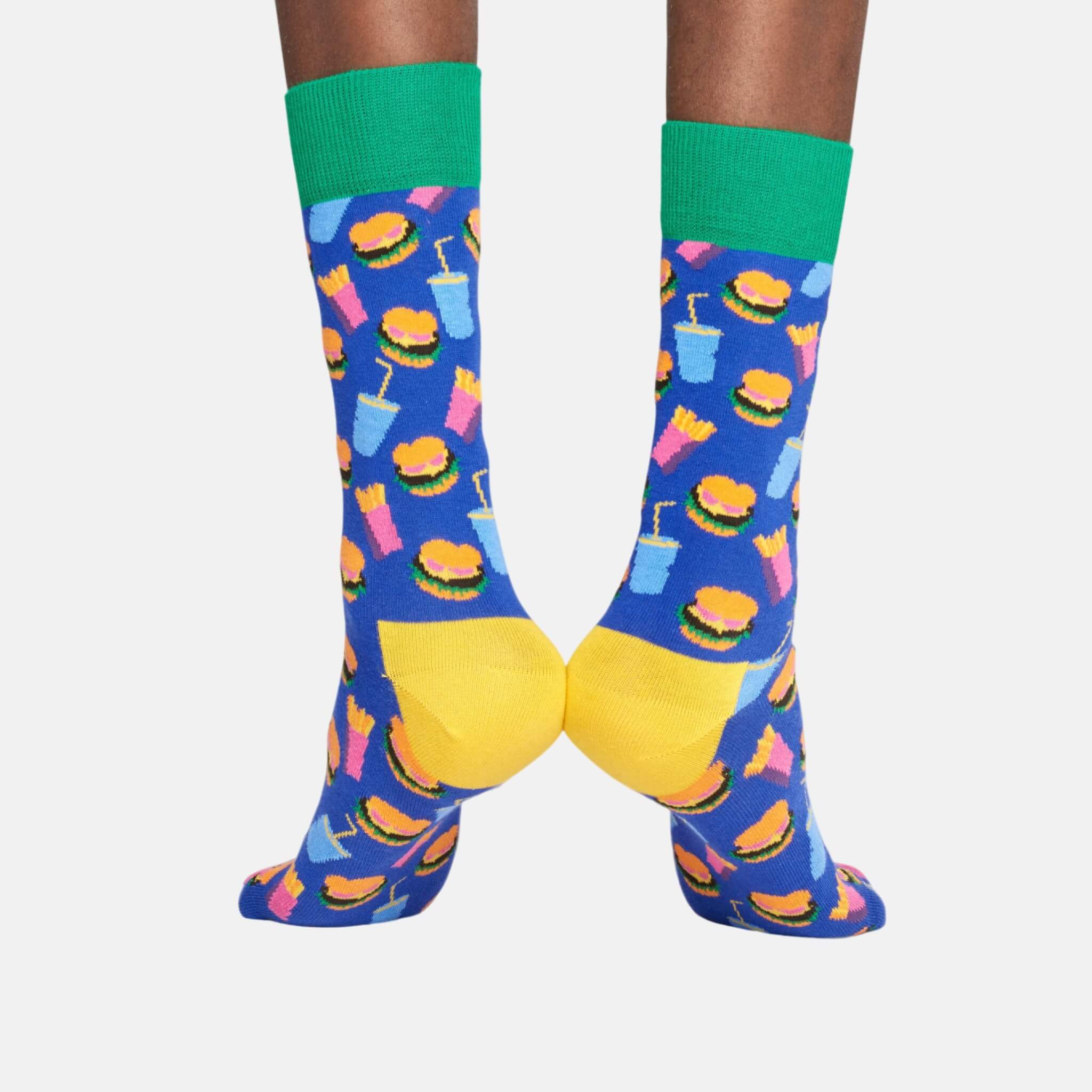 Șosete albastre Happy Socks, model colorat Hamburger