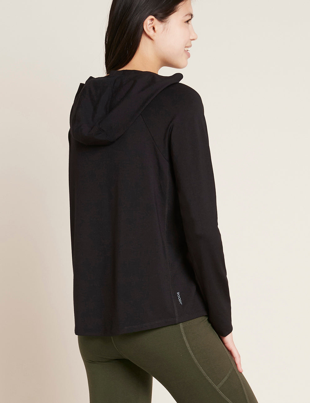 Bluză neagră Boody Women's Long Sleeve Hooded T-Shirt de damă