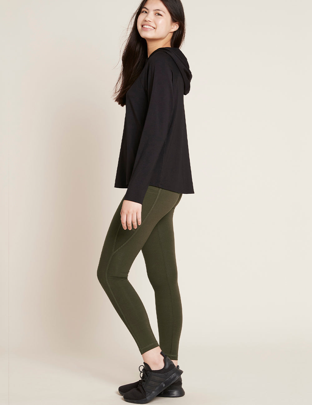 Bluză neagră Boody Women's Long Sleeve Hooded T-Shirt de damă
