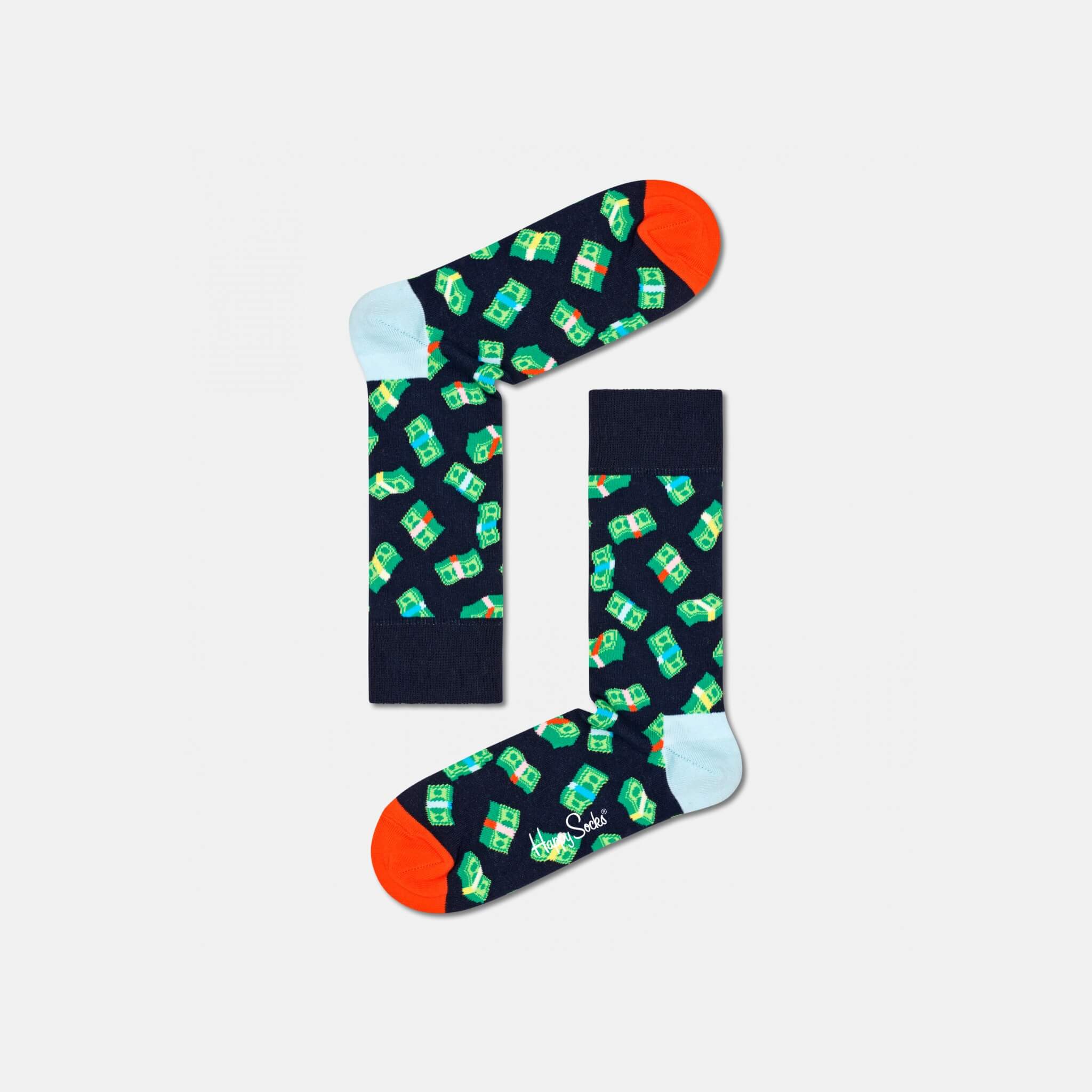 Șosete negre Happy Socks cu bancnote, model Money Money