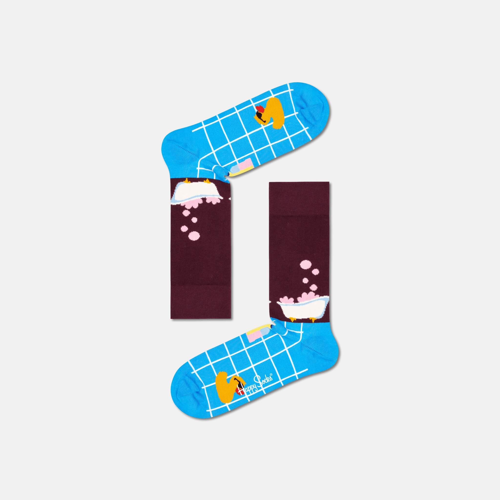Șosete albastru-maro Happy Socks cu rățușcă, model Me Time