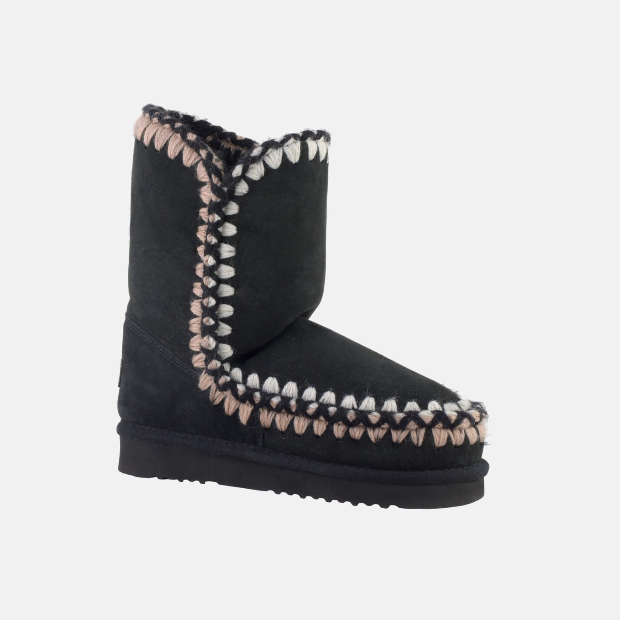 Ghete din lână negre Mou Eskimo with 3d overstitching de damă