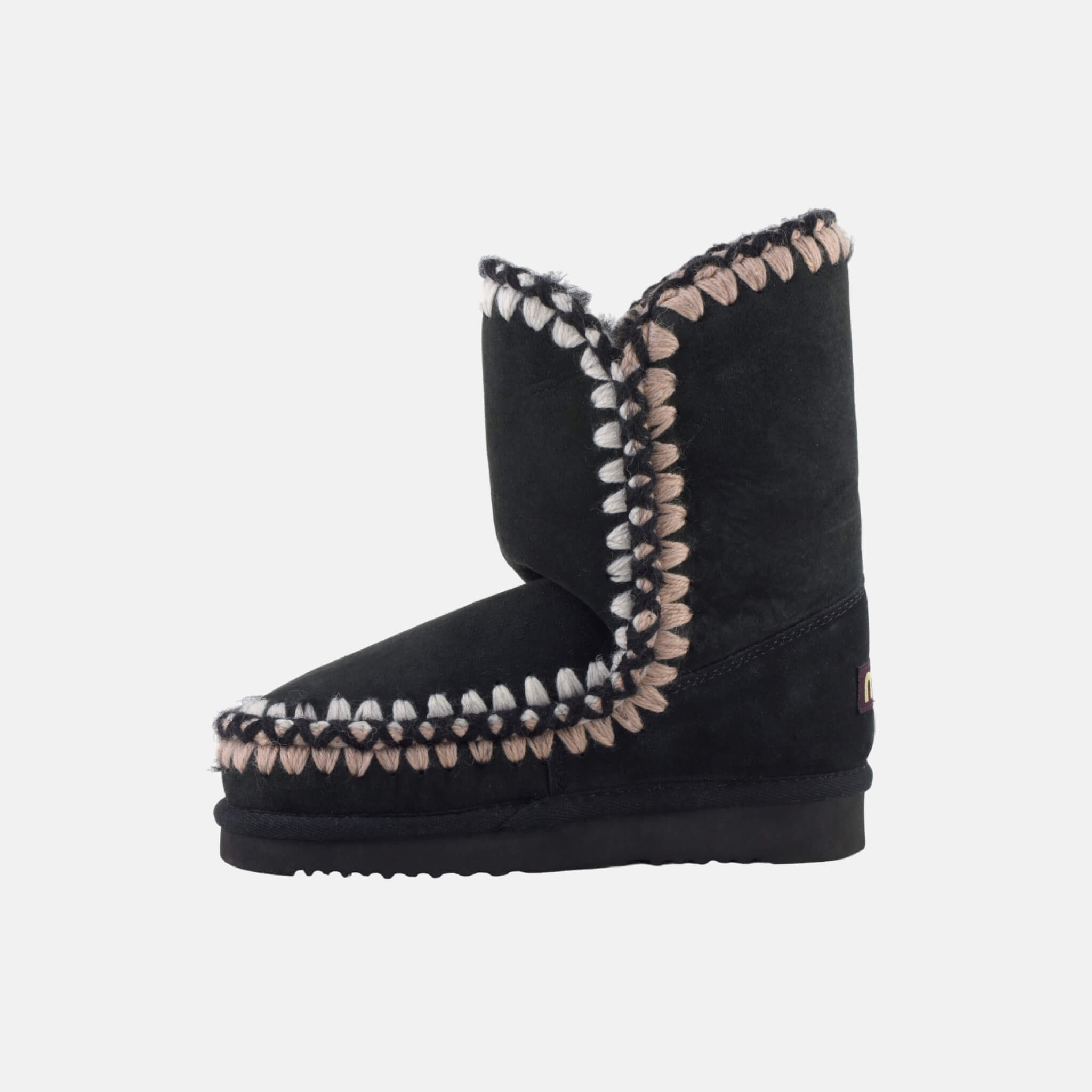Ghete din lână negre Mou Eskimo with 3d overstitching de damă