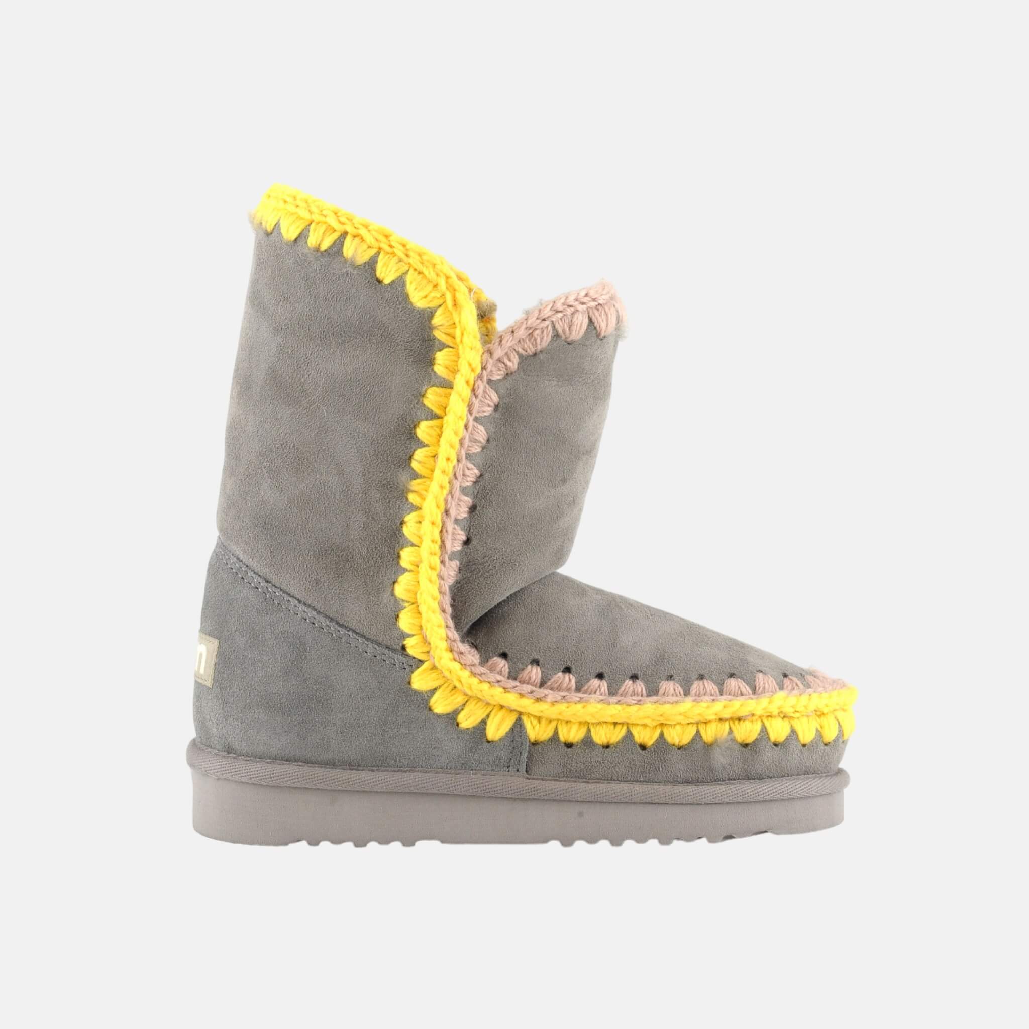 Ghete din lână gri Mou Eskimo two-colorways stitching de damă