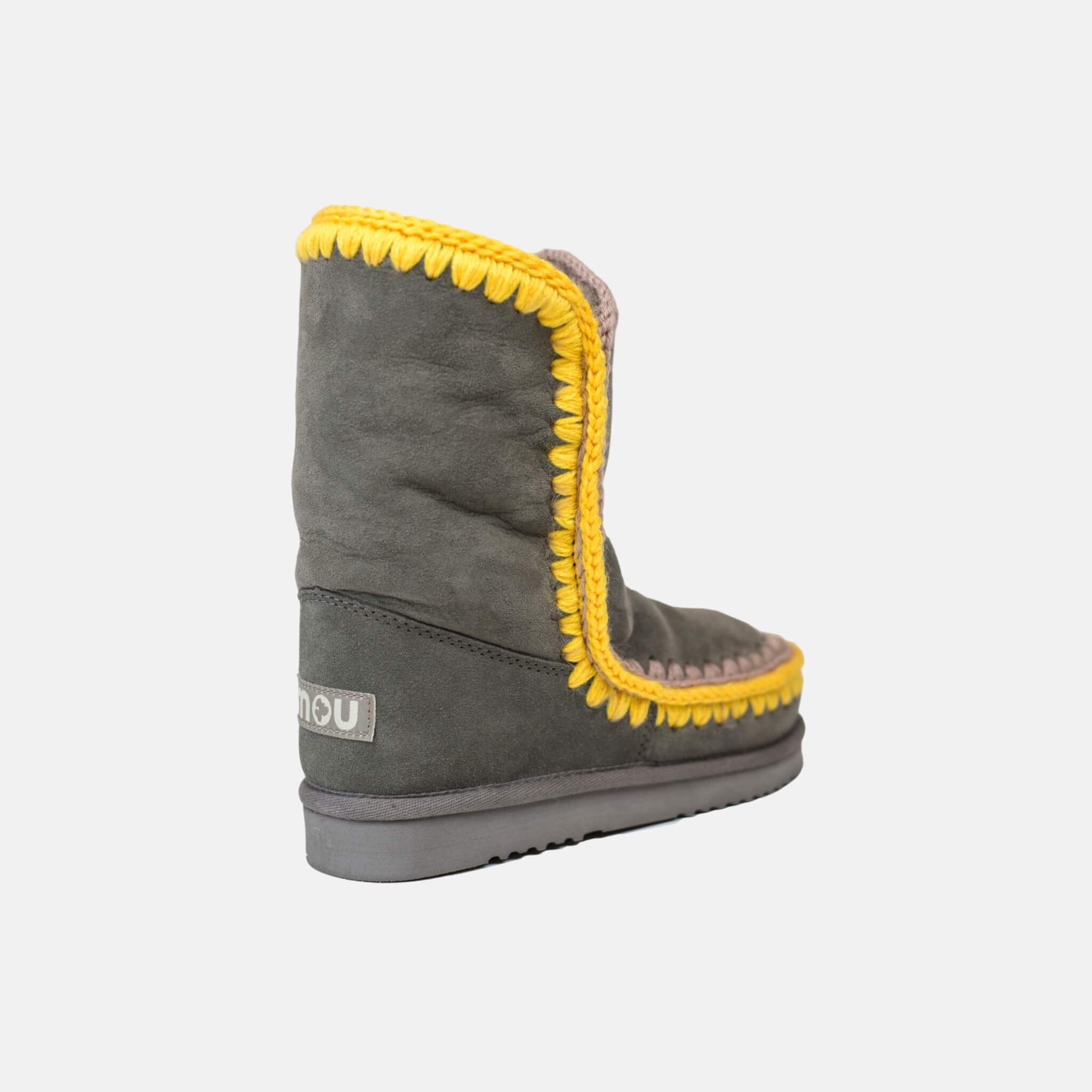 Ghete din lână gri Mou Eskimo two-colorways stitching de damă
