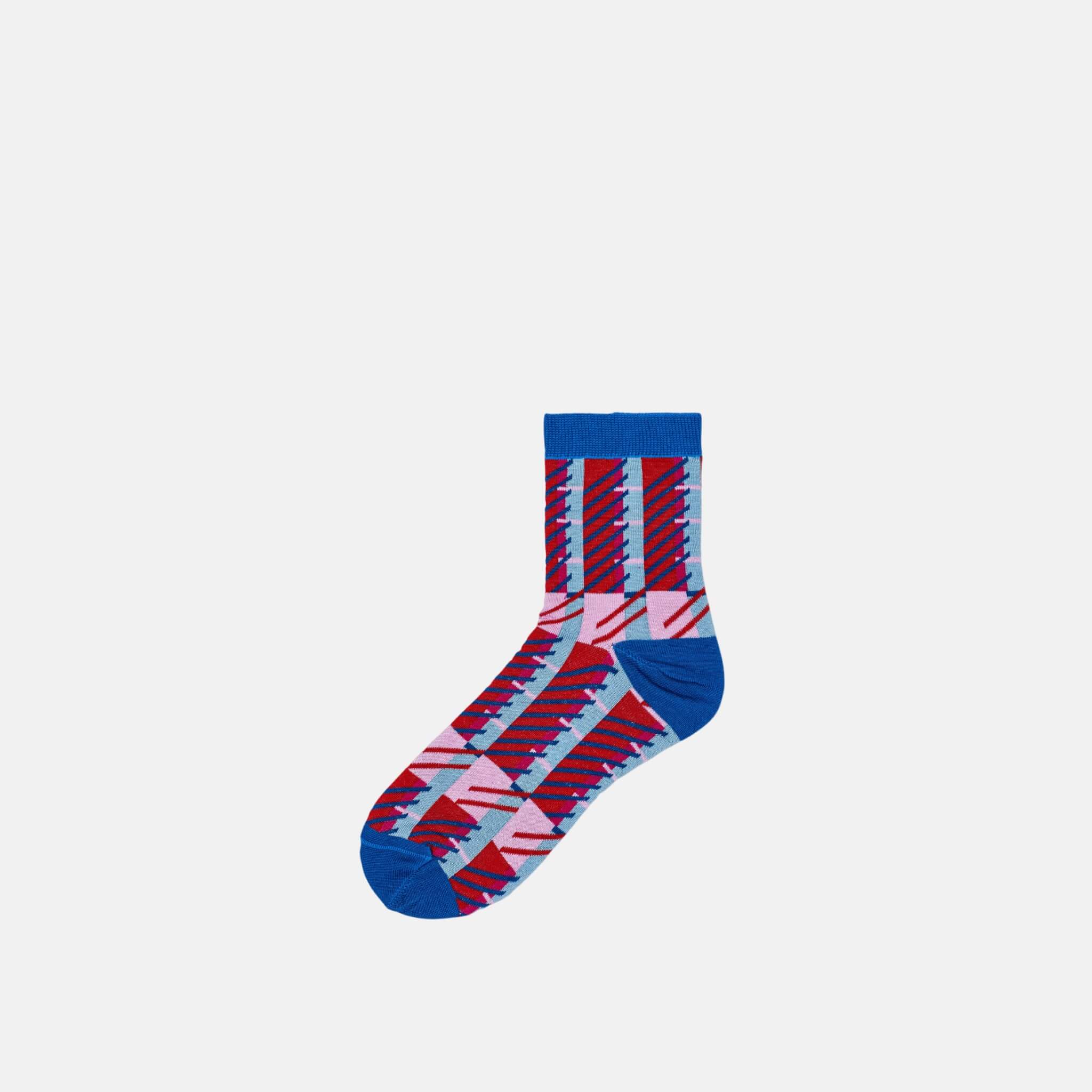 Șosete albastru-roșu Happy Socks Magda de damă // colecția Hysteria