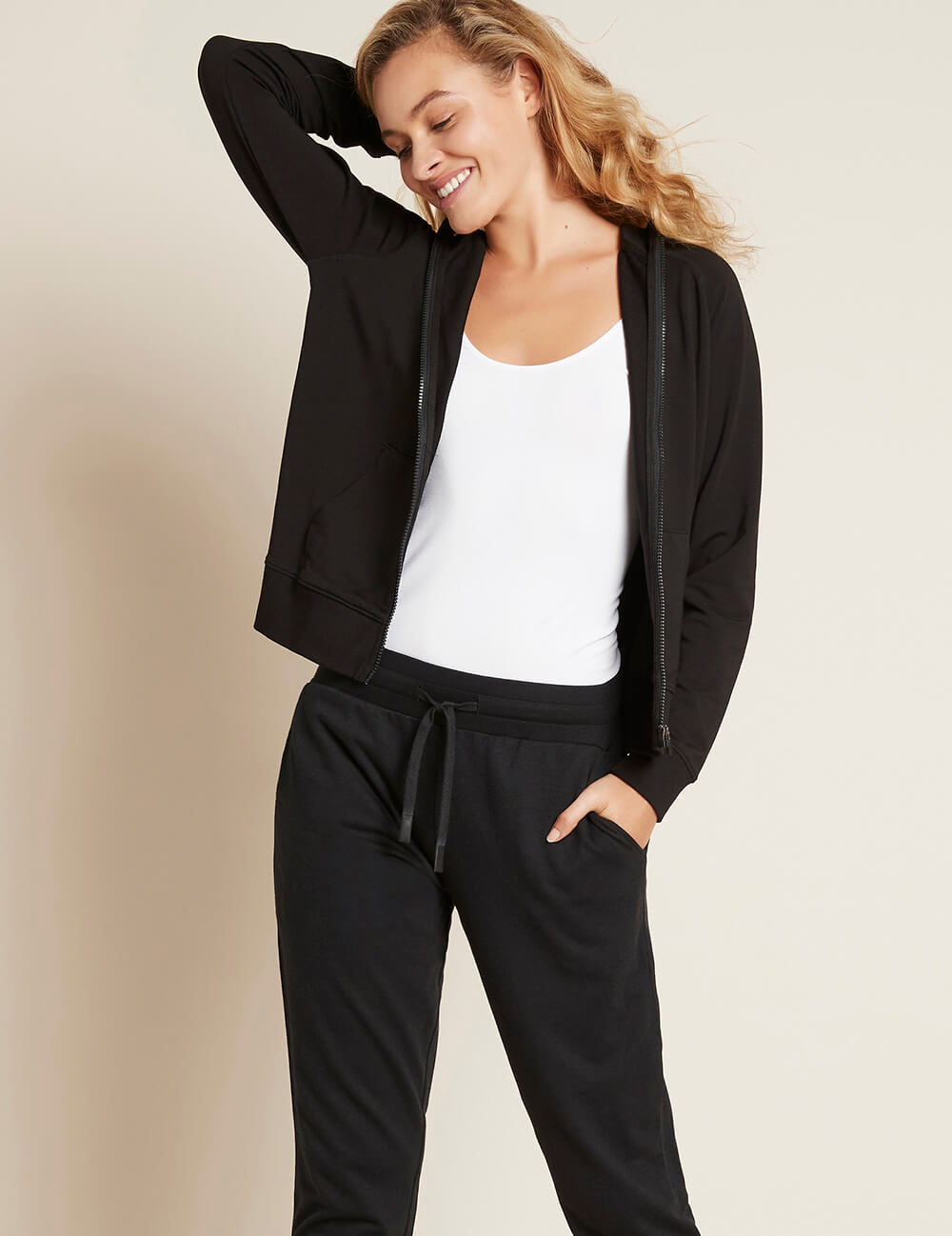 Hanorac negru Boody Weekend Zip-Up Hoodie de damă